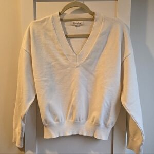 Marled Cream Knit Vneck Top Size Large